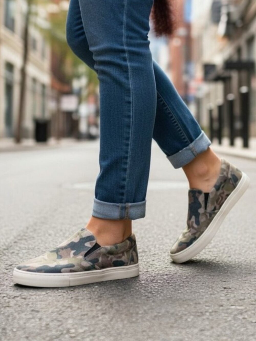 J/SLIDES NYC Harry Camo Suede Platform Sneakers 7 Slip On Washed Out Lived In - Picture 16 of 16